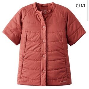 LL Bean collarless short sleeve puffer. Size XS. Rust / Burnt Orange color.
